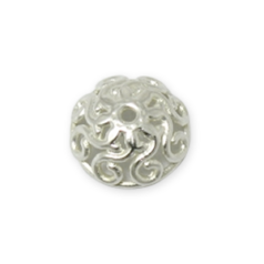 Bead Cap, B&B Benbassat Pewter 9.3mm Bead Cap Swirl (Hole Size: 0.8mm)