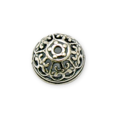 Bead Cap, B&B Benbassat Pewter 9.8mm Filigree - Antique Silver