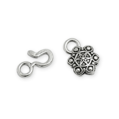 Clasp, B&B Benbassat Pewter 8.7mm Daisy Hook and Eye Clasp - Antique Silver