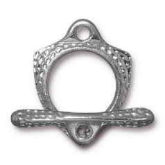 Tierracast Pewter Forged Clasp Set, 23.5x18.5mm Loop, 27mm Bar - Bright Rhodium