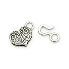 11.5x9mm Heart Toggle with Safety Clasp - Antique Silver