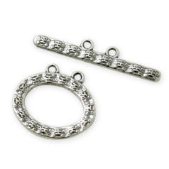 Toggle Clasp, B&B Benbassat Pewter 20x16mm Double Loop - Antique Silver
