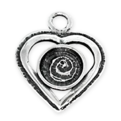 22.4x18.6mm Bezel Heart Pendant - Antique Silver