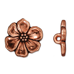 Tierracast Pewter Button Clasp, 14mm Apple Blossom - Antique Copper