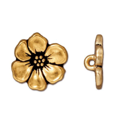 Tierracast Pewter Button Clasp, 14mm Apple Blossom - Antique Gold