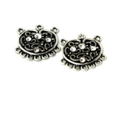 Earring Part, Pewter 19x18mm with Preciosa Crystal in elegant design - Antique Pewter