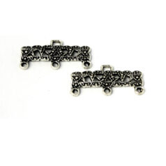 Clasp, Pewter 27x7mm with 3 drops and textured on one side