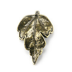 Pendant, B&B Benbassat Pewter 40x25mm Maple Leaf - Antique Brass
