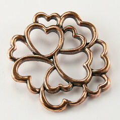 Pendant, B&B Benbassat Pewter 35mm Circular with Multiple Heart - Antique Copper