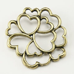 Pendant, B&B Benbassat Pewter 35mm Circular with Multiple Heart - Antique Brass