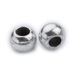 Euro Pewter Bead, 6x8mm plain round in Antique Silver plated pewter