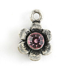 Charm in Pewter 8.5mm  Flower Shape with Preciosa Light Amethyst crystal