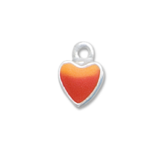Charm, Pewter Drop 7x7mm Heart in Enamel Finish - Red and Orange