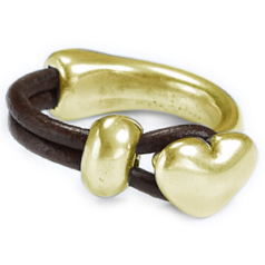 Euro Pewter Ring Clasp with Heart for clip, 29x16mm in Shiny Gold