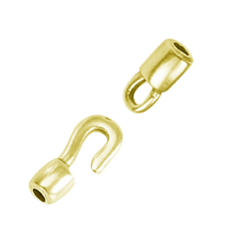 Euro Pewter Hook Clasp for Round Cord, Hook and Cap Total Length 18.5mm, Width 4mm - Shiny Gold