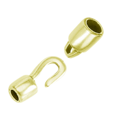 Euro Pewter Hook Clasp for Round Cord, Hook and Cap Total Length: 24mm, Width 6mm - Antique Brass