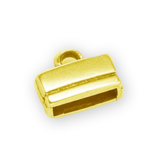Euro Pewter End Cap for Flat Leather, 11x13mm - Shiny Gold