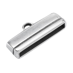 Euro Pewter End Cap for Flat Leather, 22.5x10.7 mm - Antique Silver