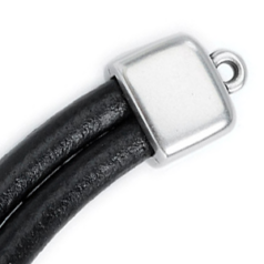 Euro Pewter End Cap for Leather or Cords, 11x13mm - Antique Silver