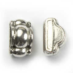 Euro Pewter End Cap with Raised Round Center, 14.5x9.7x8mm - Antique Silver