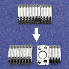 Euro Magnetic Clasp with Rib Design, Total Length 22mm Width 13mm - Imitation Rhodium