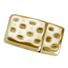 Magnetic Clasp in a Hammered Design 23.2x13.5mm (Hole Size: 10x2mm) - Antique Brass