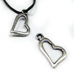 Heart Charm in Silver Finish, 17x11mm