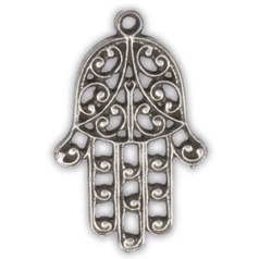 Pendant, 23 x 36 mm Hamsa Palm in Antique Silver