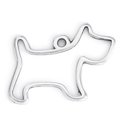 Pendant,  23 x 18mm Dog wireframe in Antique Silver