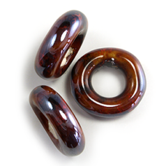 Bead, Porcelain Slider Bead, 17.9x12.60mm(LxW),Hole Size: 10.7x5.6mm - Copper/Bronze