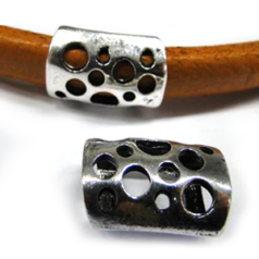 Bead, Slider , 22.6x15mm in Silver for Regaliz Or Flat Leather (Hole size: 10x7mm)