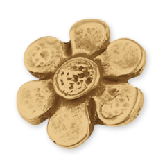 Bead, Slider 20x23mm Daisy for Flat Leather or Cord (Hole size: 10x2.5mm) - Antique Brass