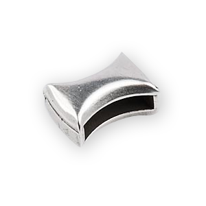 Bead, Slider 9x13mm for Flat Leather or Cord (Hole size: 10x2.5mm) - Antique Silver