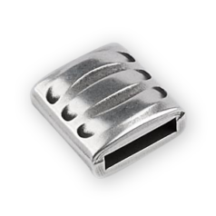 Bead, Slider 14x14mm for Flat Leather or Cord (Hole size: 10x2.5mm) - Antique Silver