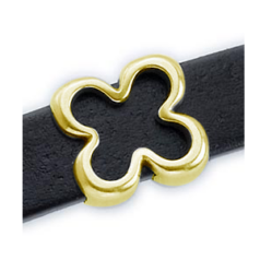 Bead, Slider 14 x 13 mm Flower Frame (Hole: 10x2.5 mm) - Shiny Gold