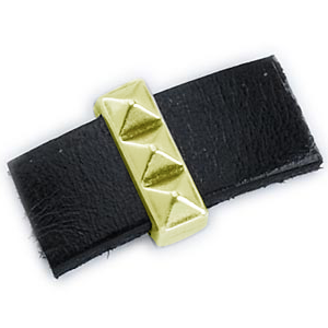 Bead, Slider 5 x 13 mm spike patterns, (Hole: 10x2.5 mm) - Shiny Gold