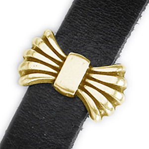 Bead, Slider 9x17mm Ribbon Style (Hole size: 10x2.5mm) - Shiny Gold