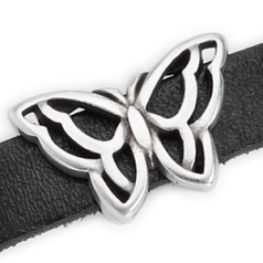 Bead, Slider 22x15mm Butterfly (Hole: 10x2.5mm) - Antique Silver