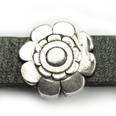 Bead, Slider 12.8mm Flower & Eight Petals (Hole size: 10.1x2mm)