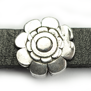 Bead, Slider 12.8mm Flower & Eight Petals (Hole size: 10.1x2mm)