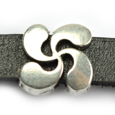 Bead, Slider 15.3x12.4 Swirl Slider for Flat Leather or Cord (Hole size: 10x2mm)