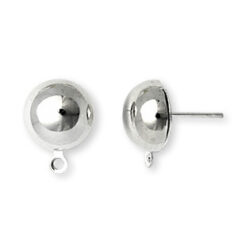 10mm 1/2 Ball Stud w/Loop - Silver (Brass Ball, Stainless steel post)