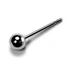 4mm Ball Stud no loop - Rhodium