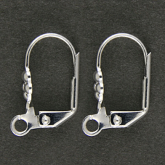 Earwire, 17mm Earwire Lever Back with 5.5mm Flower and Open Loop – .999 Fine Silver Plated Brass Nickel Free