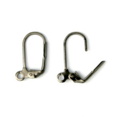 Earwire, 17.5mm Earwire Leverback - Gunmetal Plate Brass