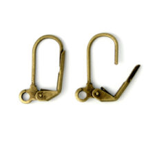 Earwire, 17.5mm Earwire Leverback - Antique Bronze Plated Brass