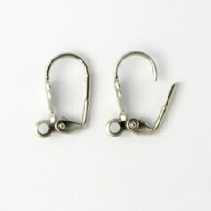 Earwire, 17mm Earwire Leverback with 8.4mm Shell and Open Loop - Rhodium Plated Brass