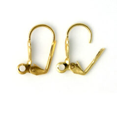 Earwire, 17mm Earwire Leverback with 8.4mm Shell and Open Loop - Gold Plated Brass