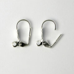 Earwire, 17mm Earwire Leverback with 8.4mm Shell and Open Loop - Silver Plated Brass