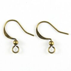 Earwire, Flat Hook with 3mm Ball and Open Loop 20gauge - Antique Bronze Plated Brass